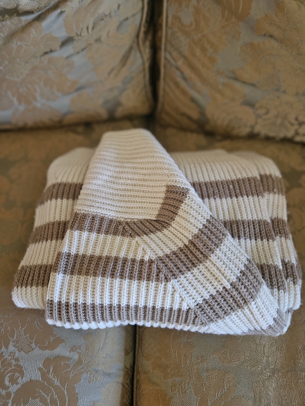 NWOT Free People Striped Shawl Collar Cardigan Sweater Womens  Camel Cream - Picture 17 of 17